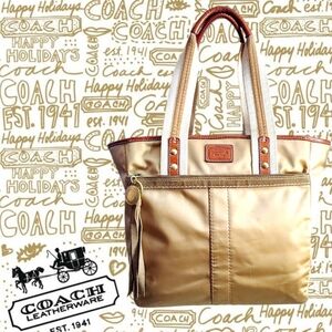 Coach Gold and Tan Tote Bag